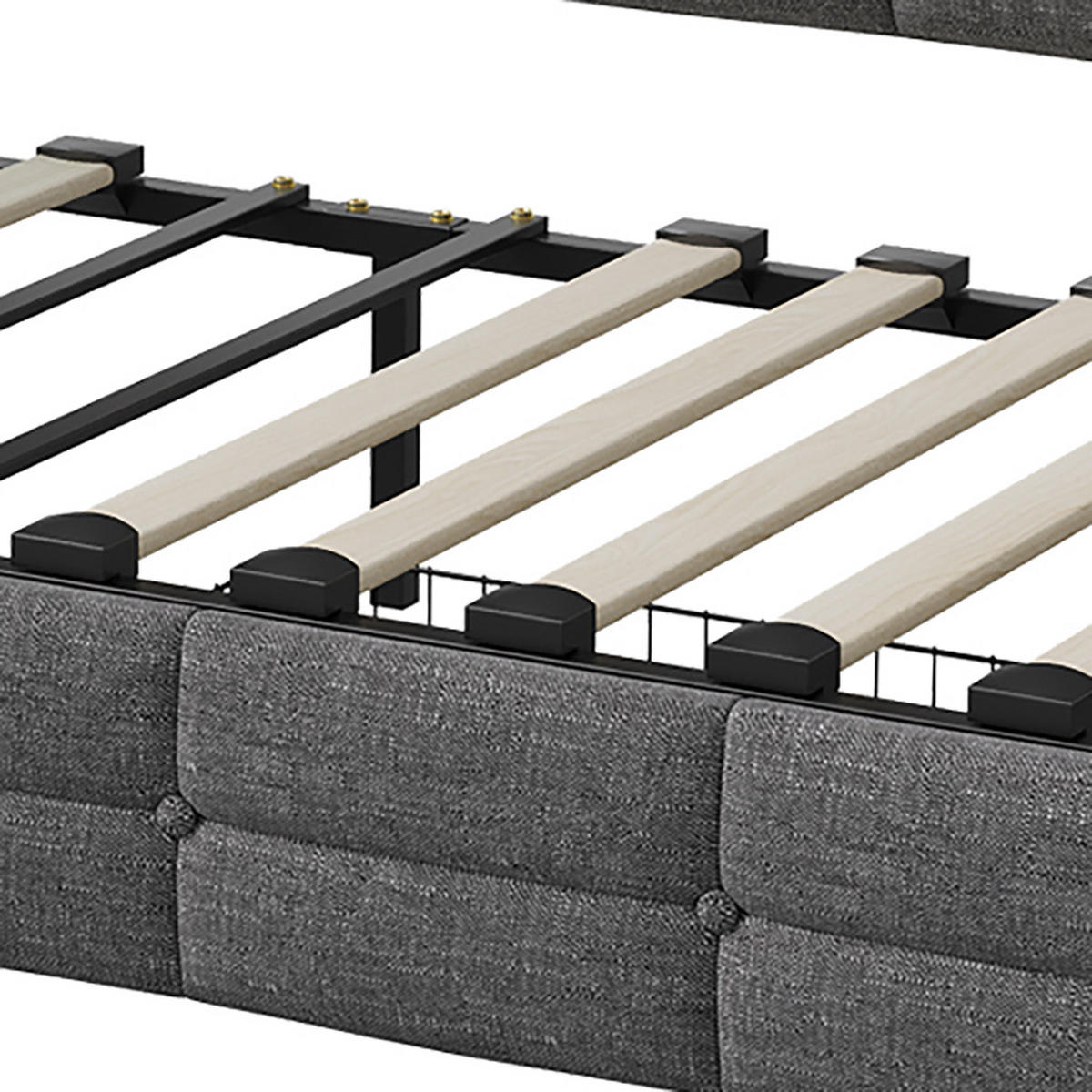 POLSTERBETT Reversibel 90/200 cm mit 2 Schubladen & RGB-LED Leinenoptik Grau - Grau, Textil (90/200cm) - Creahappy