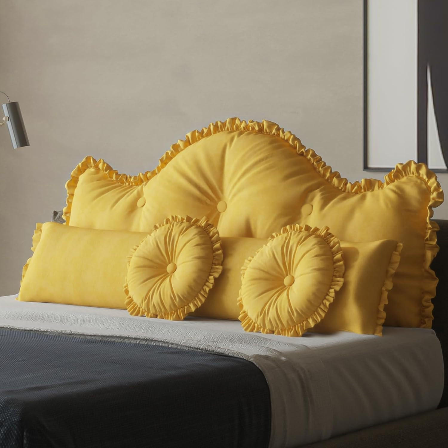 RÜCKENKISSEN Dekokissen 4er-Set 200cm - Gelb, Textil (86/200cm) - Vercart