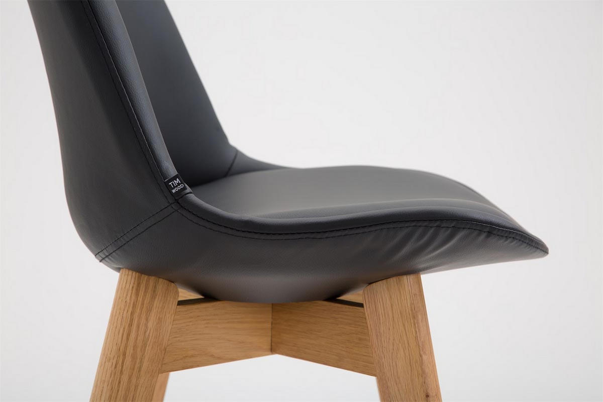 BARHOCKER Canada, Gestell Natura, Kunstleder Schwarz - Schwarz/Naturfarben, Holz/Kunststoff (48/100/56cm) - TPFLiving