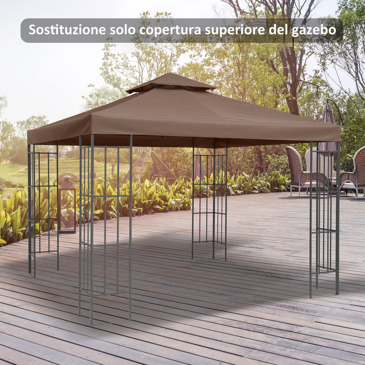 ERSATZDACH für Gartenpavillon DE-12554 3x3 m Braun - Braun, Textil (300/1/300cm) - ComfortXL