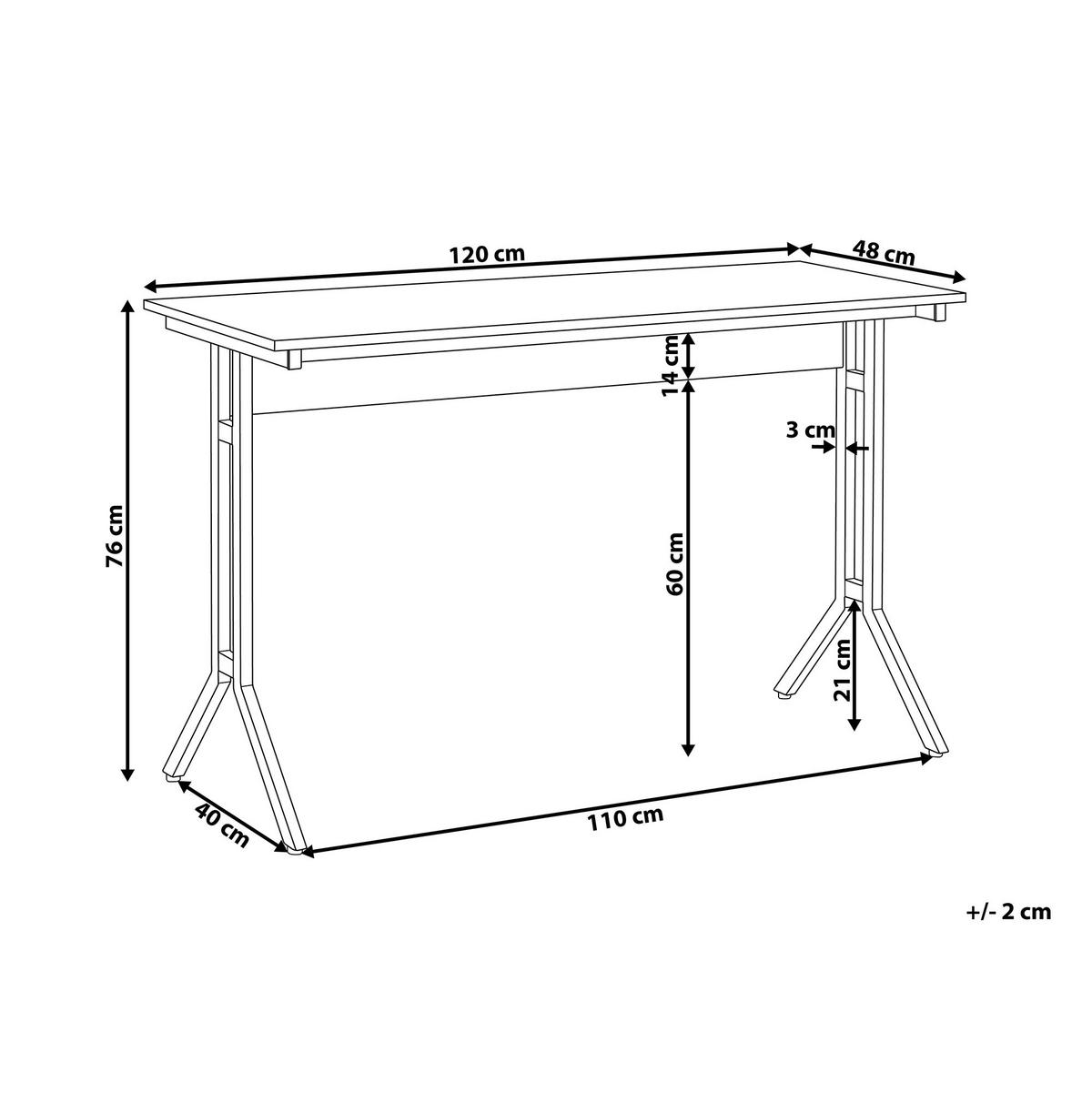 SCHREIBTISCH dunkler Holzfarbton 120/48/76 cm Creek - Dunkelgrau, Holzwerkstoff (48/120/76cm) - Beliani