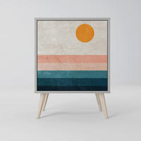 SIDEBOARD TWO HALVES, Grau, 57,5x42x77,5 cm, Schräge Buchenholzfüße - Buchefarben/Multicolor, Holzwerkstoff/Buchenholz (57.5/77.5/42cm) - SpaceRebels
