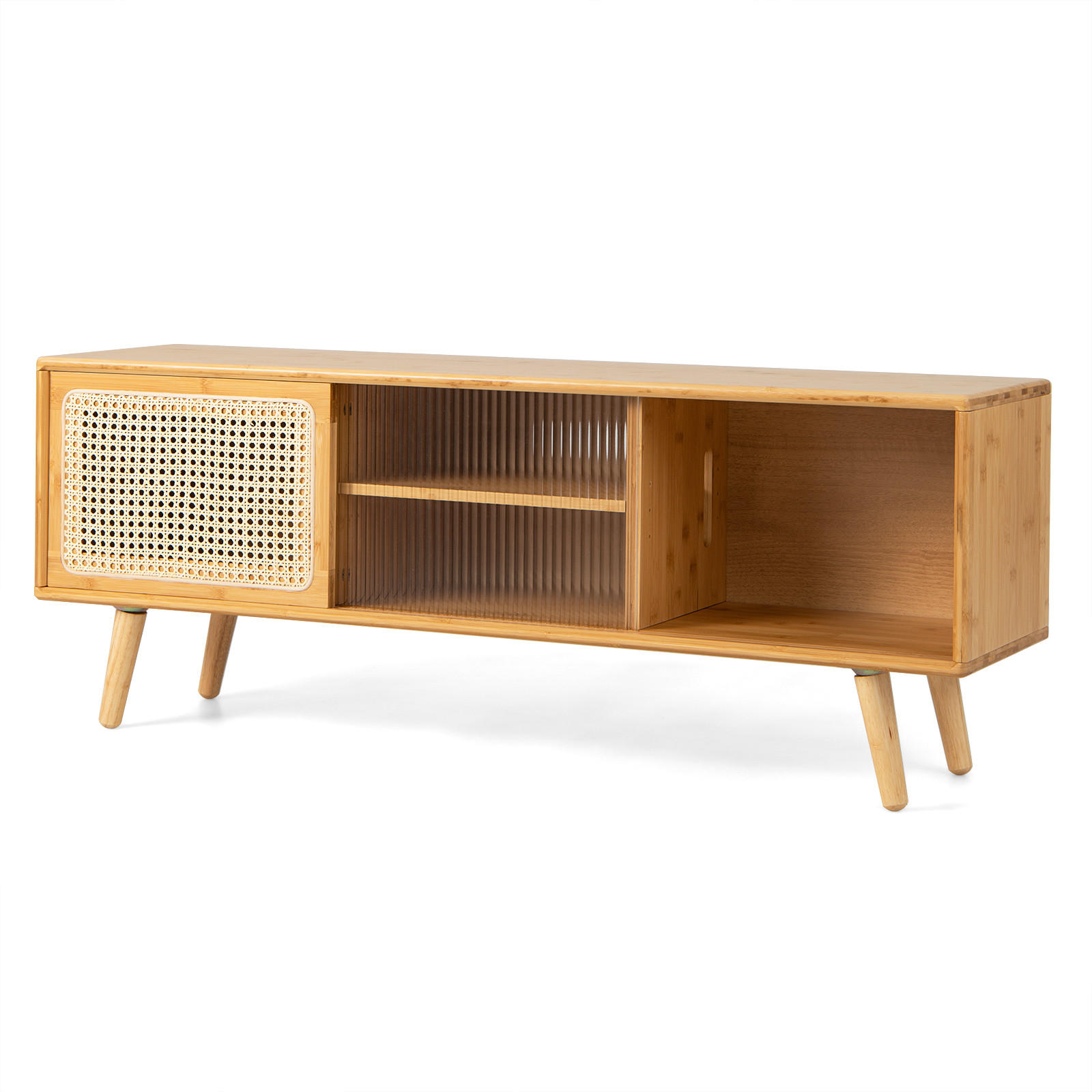 TV-LOWBOARD Holz - Naturfarben, Naturmaterialien (31/46/121cm) - COSTWAY