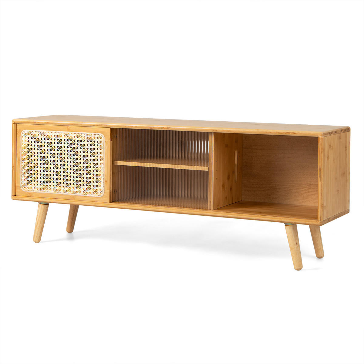 TV-LOWBOARD Holz - Naturfarben, Naturmaterialien (31/46/121cm) - COSTWAY