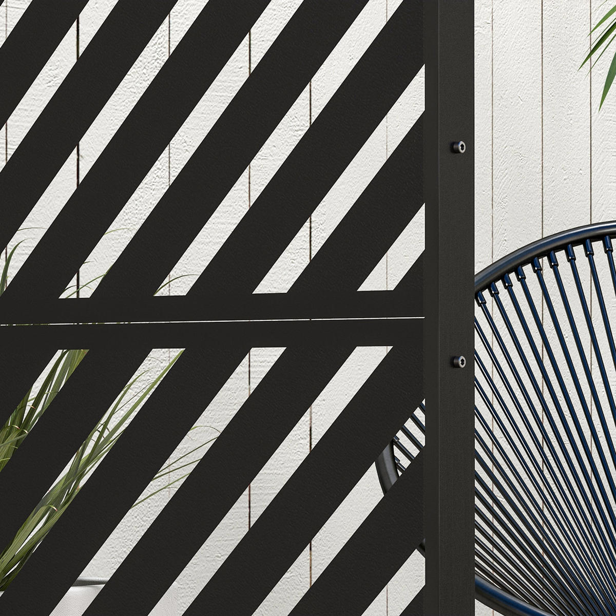 GARTENSICHTSCHUTZ, Stahl, Schwarz - Schwarz, Metall (45/198cm) - Outsunny