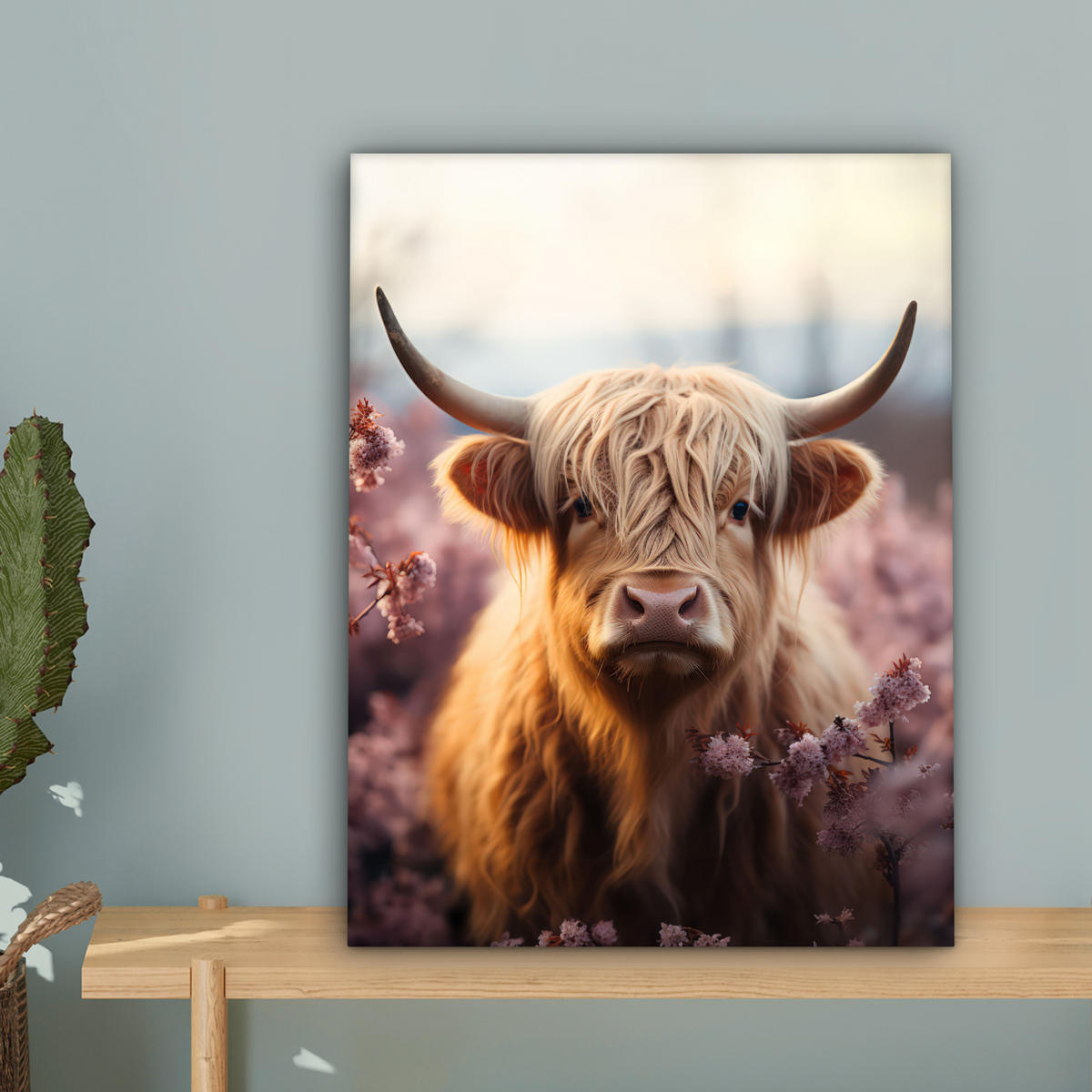 OBRAZ NA PLÁTNE Škótsky horal - Jar - Vysočina 30x40 cm - svetloružová, textil (30/40cm) - MuchoWow