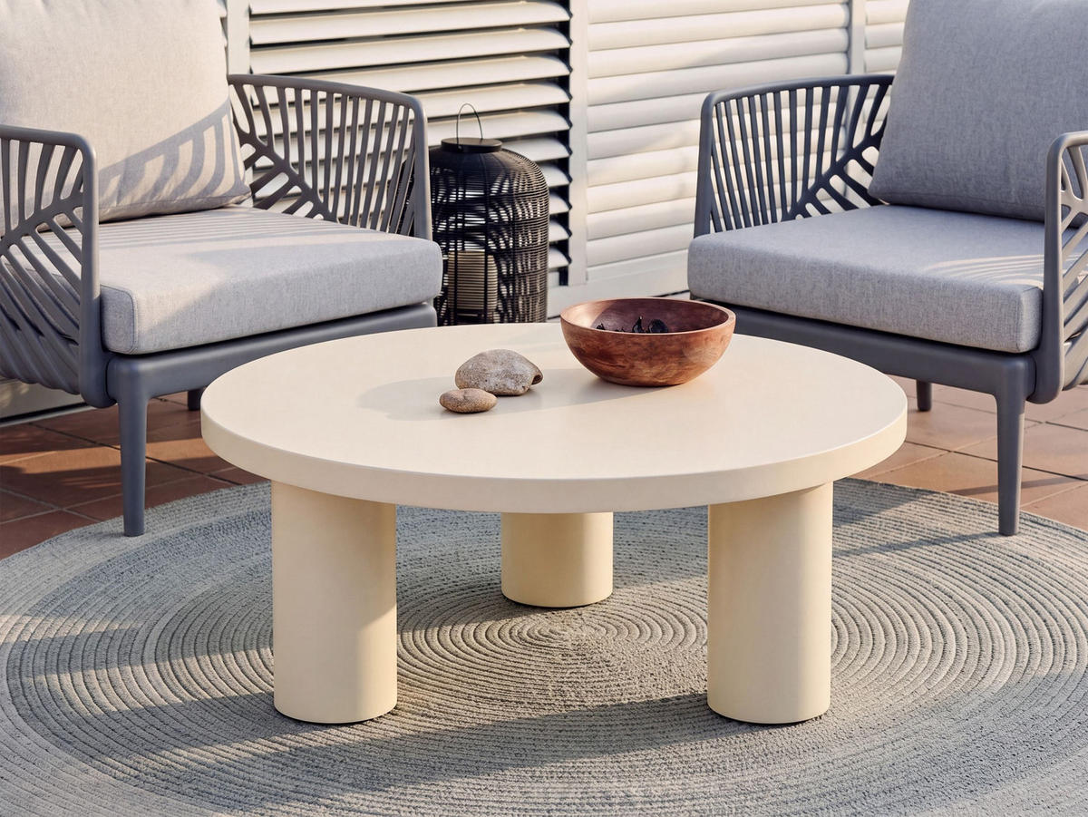 MĂSUȚĂ DE CAFEA DE EXTERIOR 80 cm 80 cm metal bej Vipiteno - bej, metal (80/80/33cm) - Beliani