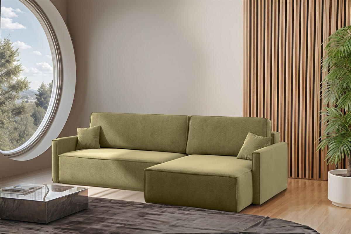 ECKSOFA Louis Salvador - Grün, Holzwerkstoff/Textil (250/142cm) - Fun Möbel