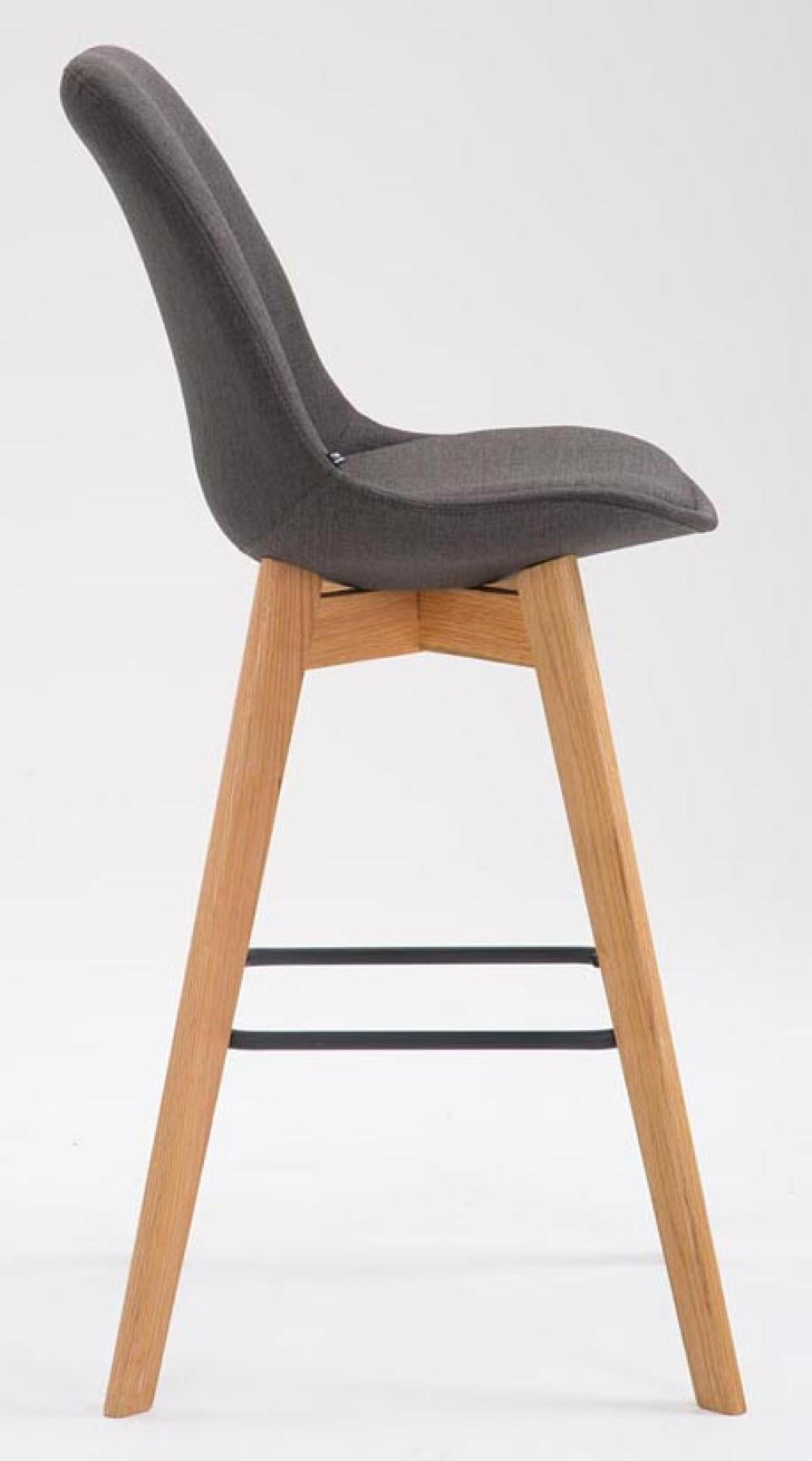 BARHOCKER 2er Set Stoff dunkelgrau - Eukalyptusholzfarben/Dunkelgrau, Holz/Textil (48/112/56cm) - CLP