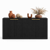 SIDEBOARD aus MDF 150x40x70 cm Schwarz mit 4 Türen und Stauraum - Schwarz, Holzwerkstoff (150/70.5/40cm) - IVMEU
