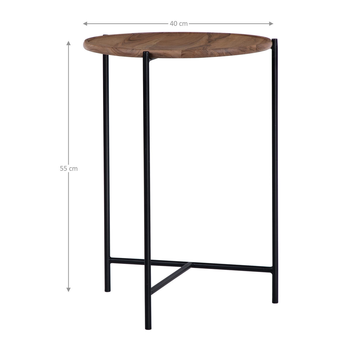 BEISTELLTISCH 2er Set Ø40x55 cm/Ø35x50 cm Natur-Schwarz aus Mangoholz - Naturfarben, Holz (55/40/55cm) - WOMO-DESIGN