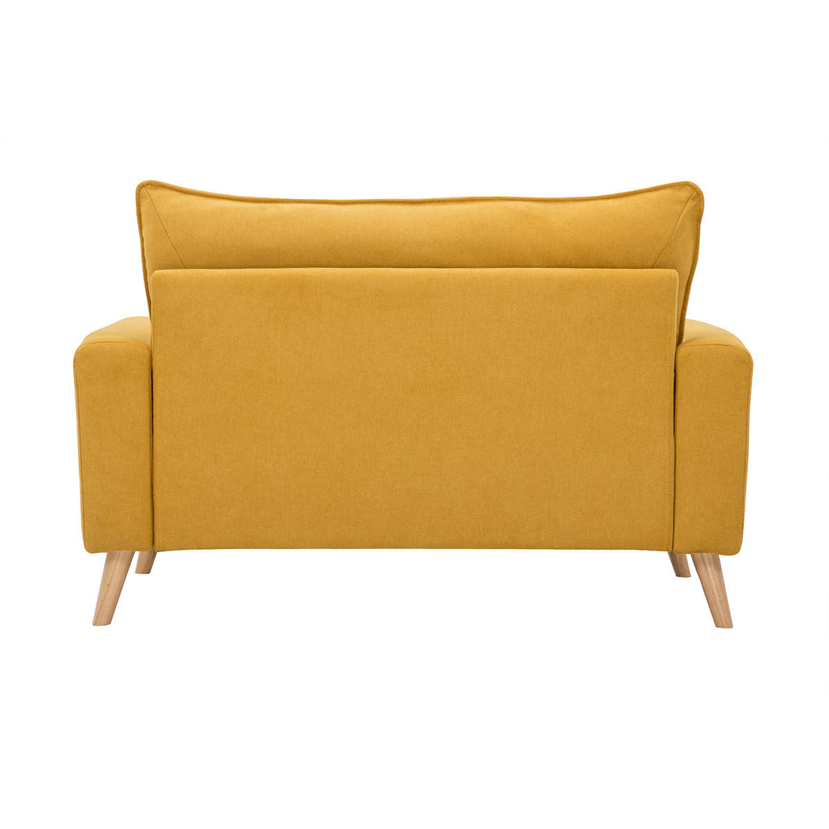 SOFA Skandinavisch Senfgelber Stoff Samteffekt Helles Holz 2-Sitzer JONAS - Gelb, Textil (129/82.5/81cm) - Miliboo