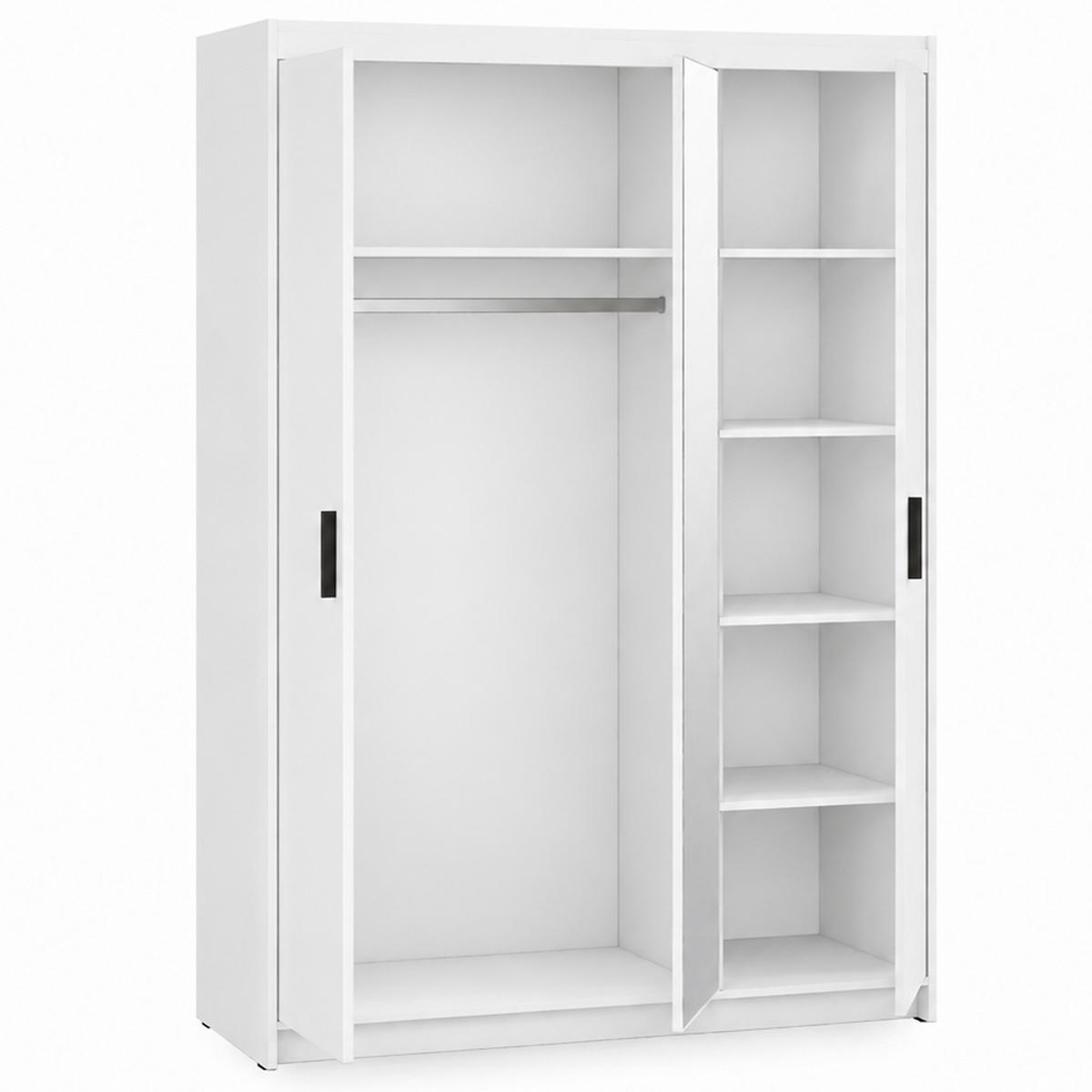 ŠATNÍ skříň Elena se 3 dveřmi, se zrcadlem, bílá - bílá, kompozitní dřevo (130/190/53cm) - Beautysofa
