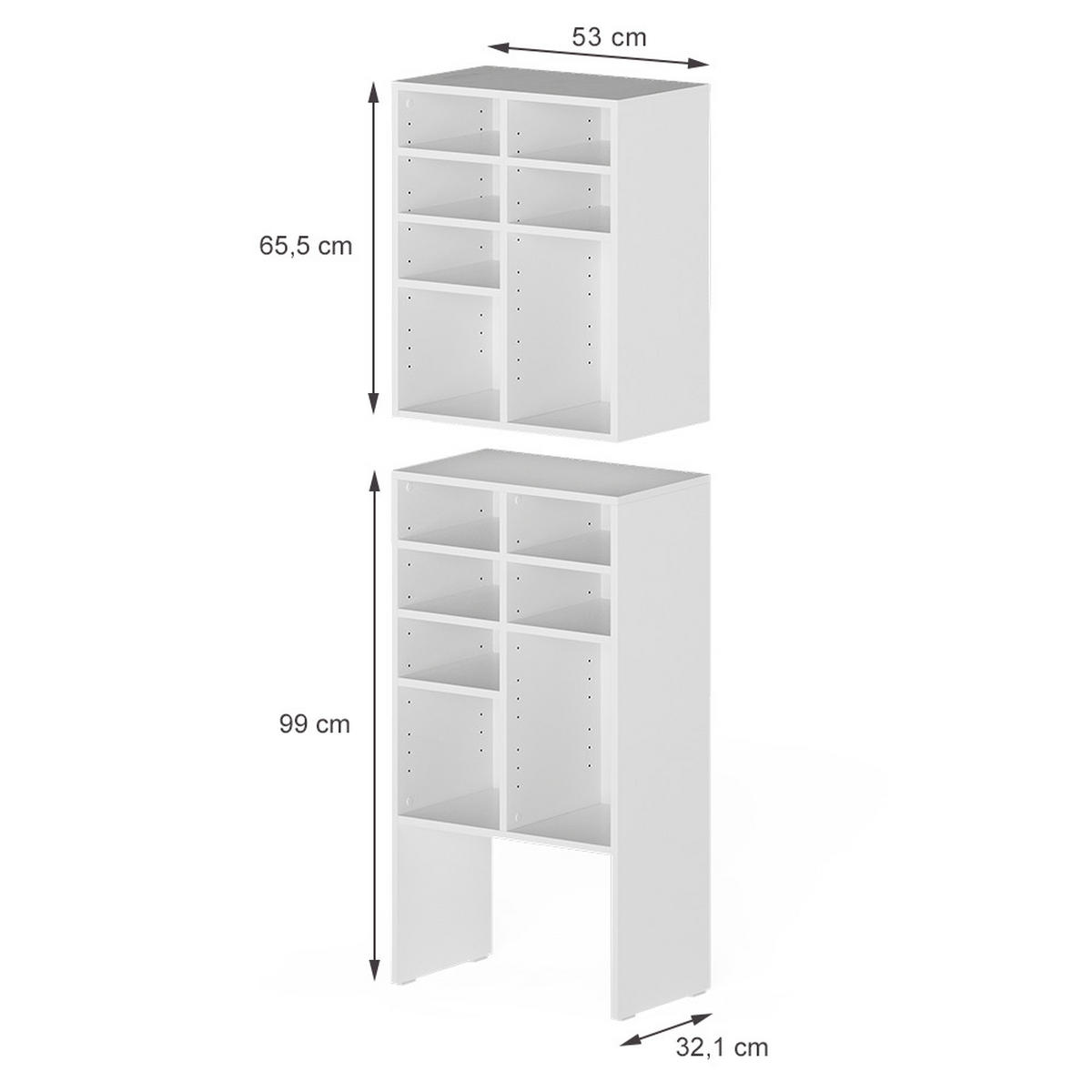 SCHUHSCHRANK-SET Lysander, Weiß, 53 x 99 cm 2 Teile - Weiß, Holzwerkstoff (53/99/32.1cm) - Vicco