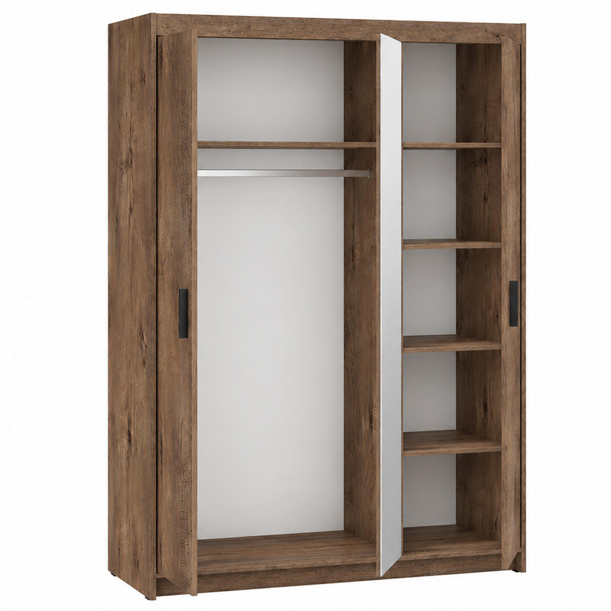 DREHTÜRENSCHRANK Elena mit 3 Türen, mit Spiegel, Eiche Lefkas - Eichefarben, Holzwerkstoff (130/190/53cm) - Beautysofa