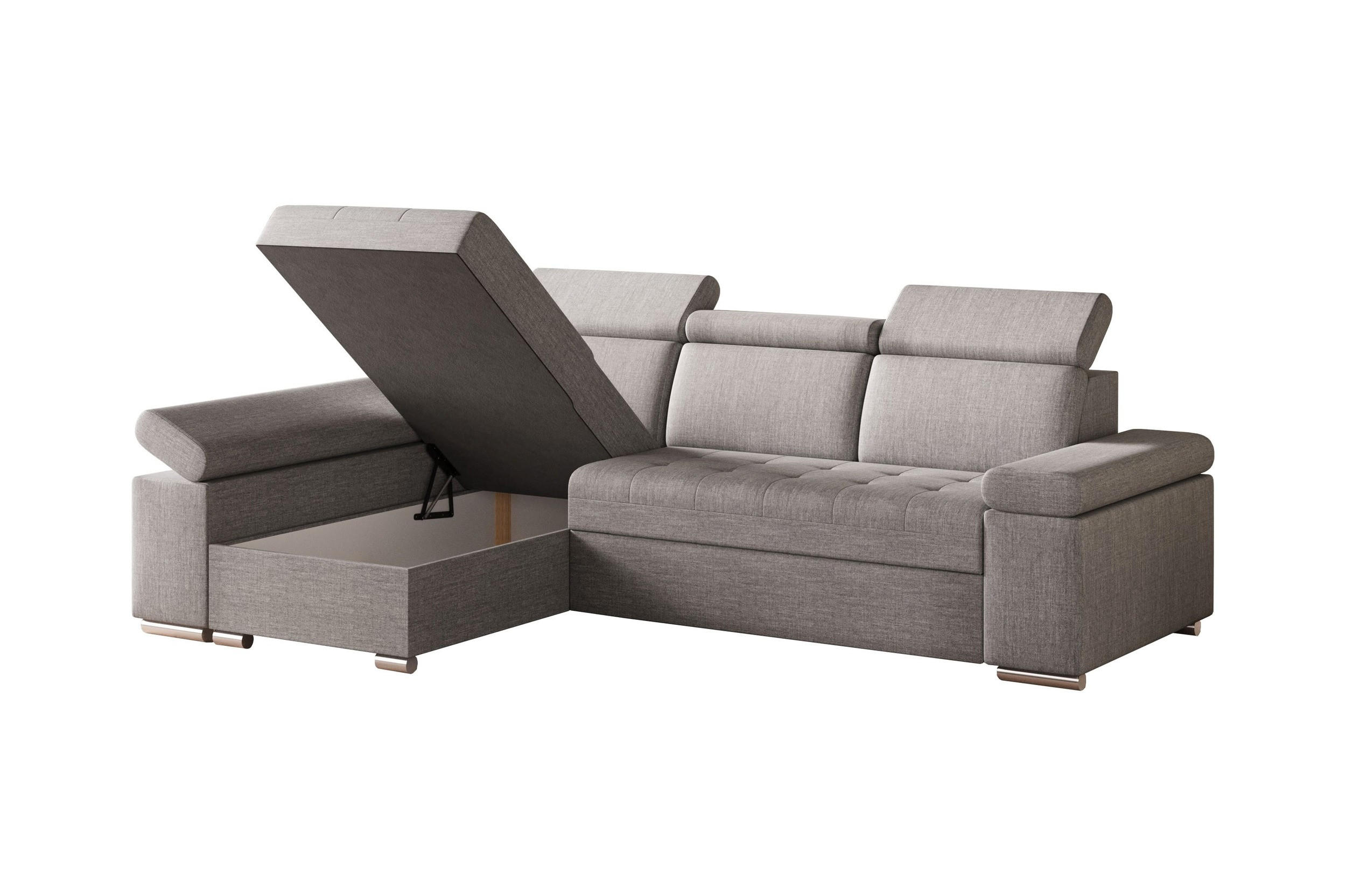 ECKSOFA mit Schlaffunktion Luka L Twist 19 - Hellgrau - Links - Silberfarben/Hellgrau, Holzwerkstoff (260/168cm) - Möblo