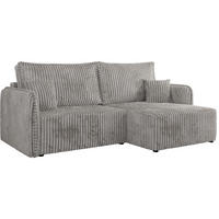 ECKSCHLAFSOFA MESTO L Hellgrau Cord - rechts - Hellgrau/Schwarz, Kunststoff/Textil (147/227cm) - MKS