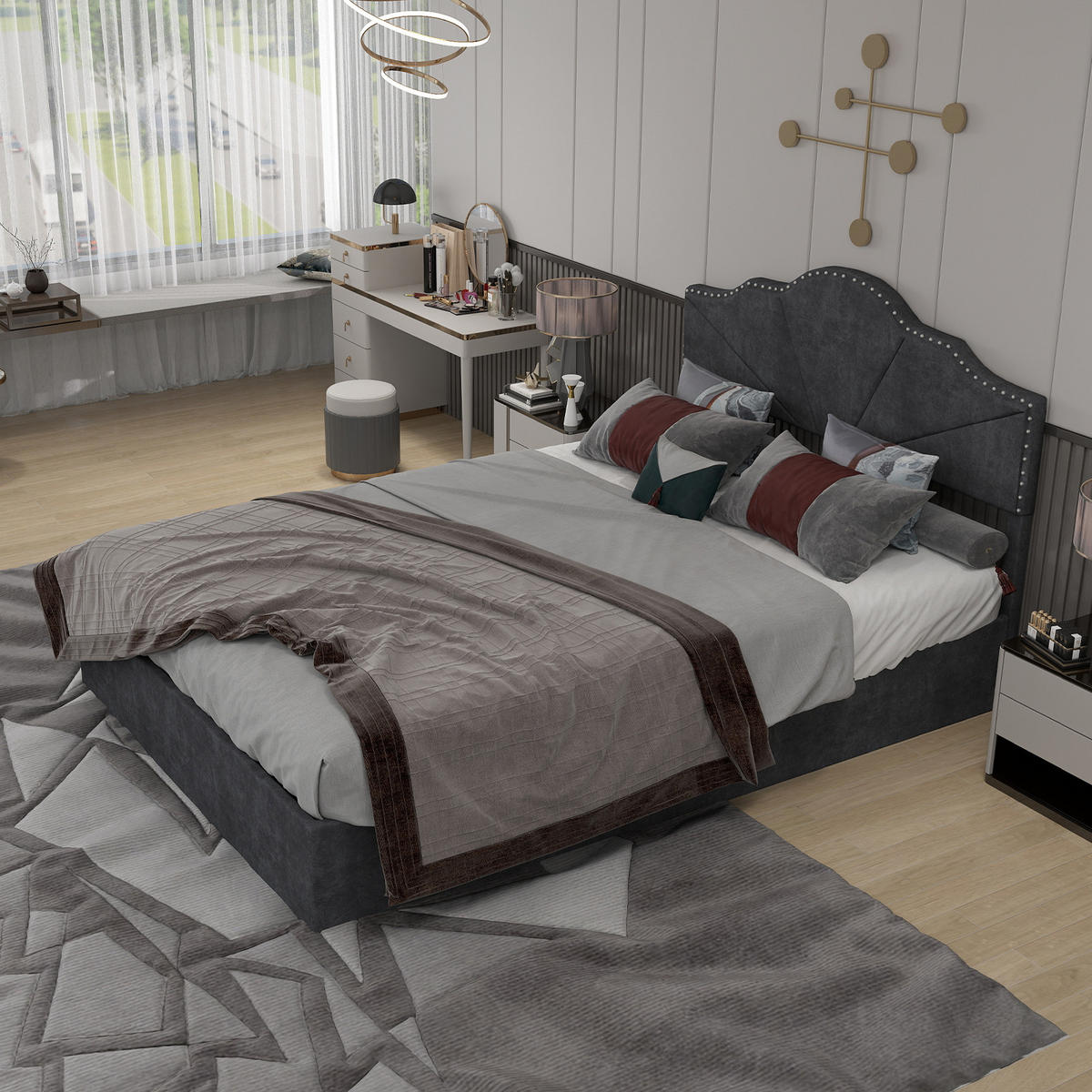 POLSTERBETT 140x200 cm Stauraum hydraulisch grau - Grau, Textil (140/200cm) - LEBENLANG