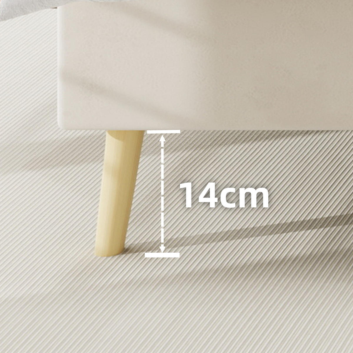 ČALOUNĚNÁ postel 140/200 cm béžová z látky a kovu s vysokým čelem a úložným prostorem - béžová, textil (140/200cm) - OKWISH