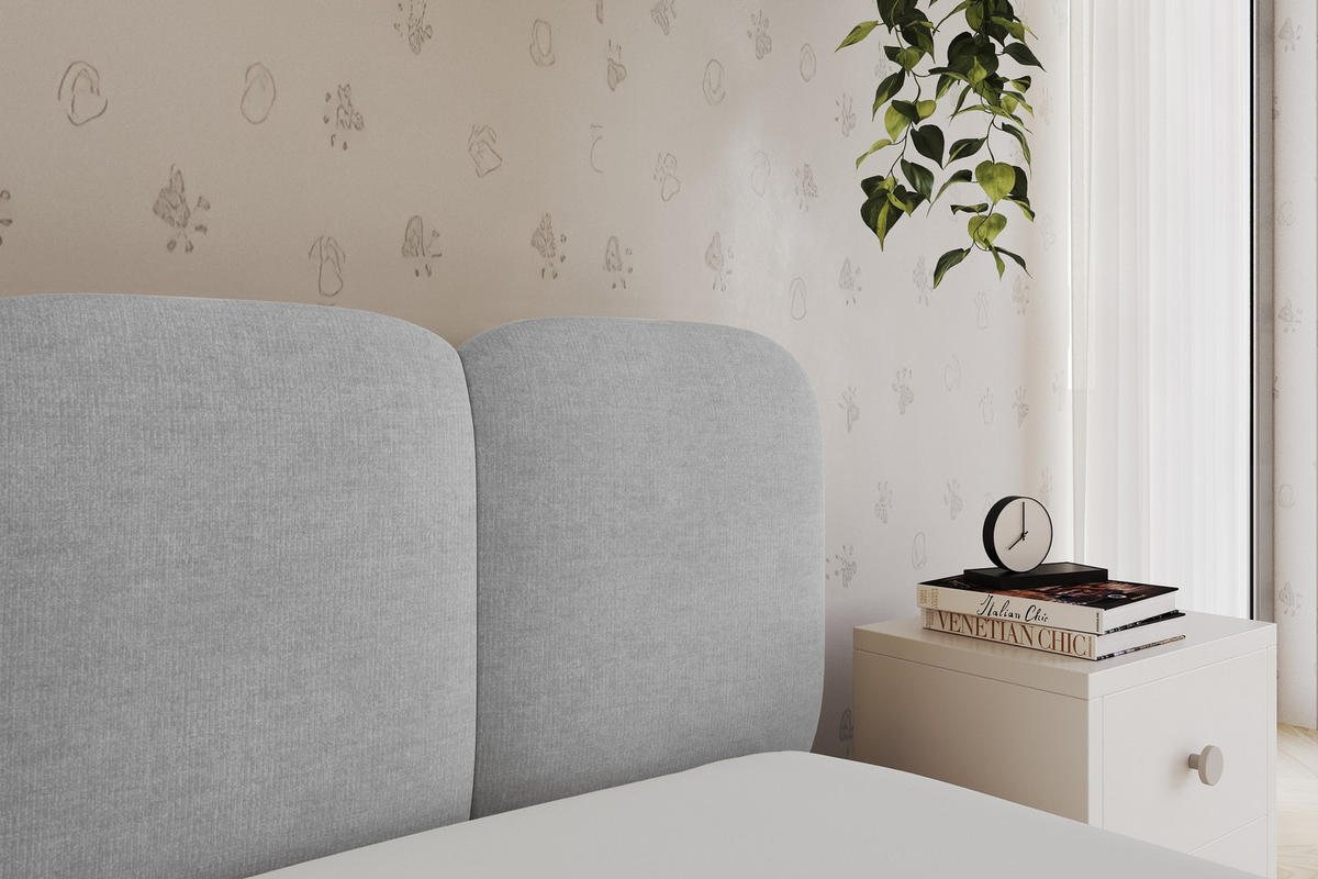 EINZELLBETT Jugendbett mit Bettkasten, Links - AVRY 100x200 Grau - Hellgrau/Grau, Holzwerkstoff/Textil (100/200cm) - ALTDECOR