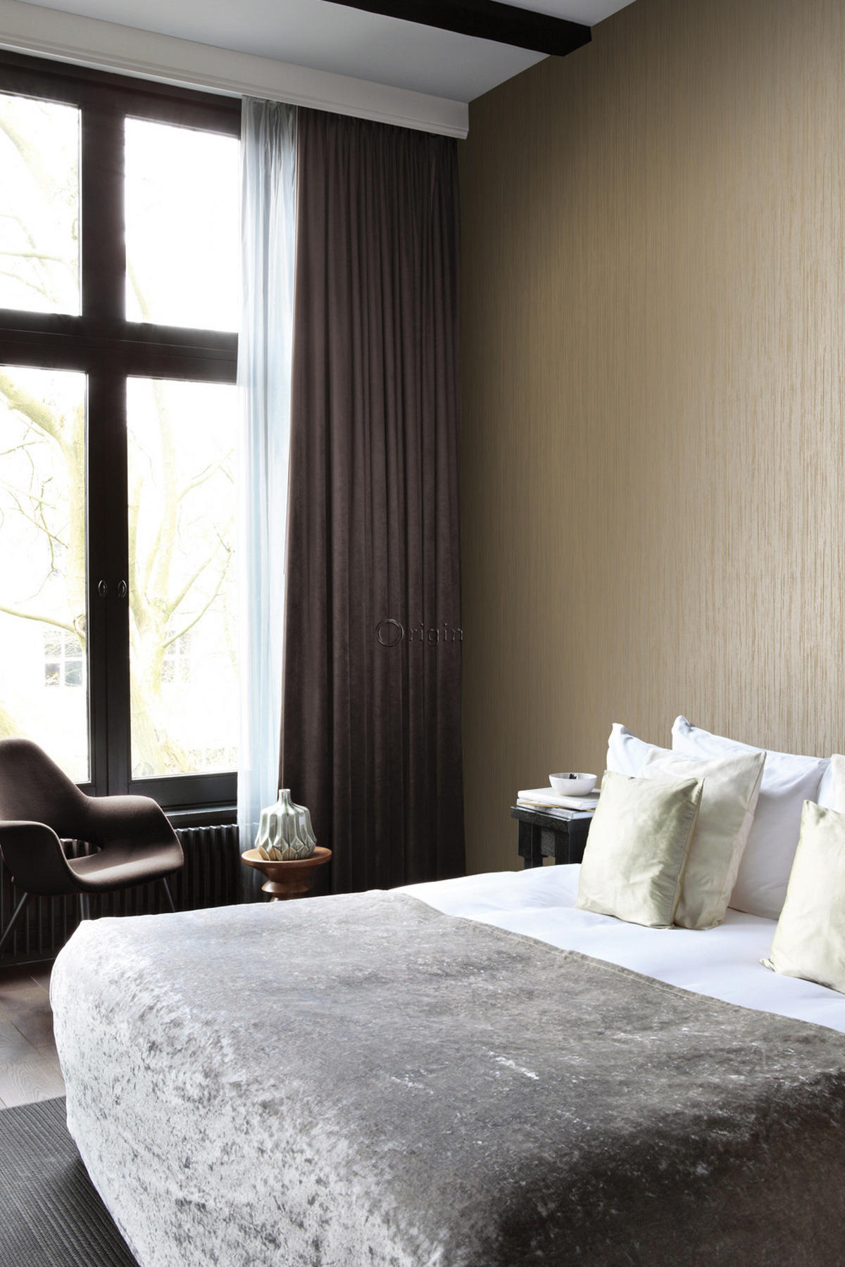 TAPETE feine Streifen 53 cm x 10.05 m - Braun, Papier (53/1000cm) - Origin Wallcoverings
