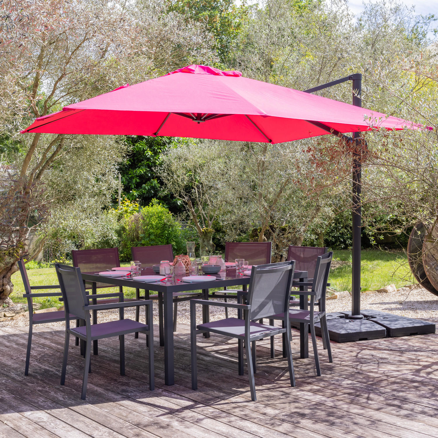 SONNENSCHIRM Molokai Fuchsia 300/300 cm - Rosa, Textil (300/300cm) - Happy Garden