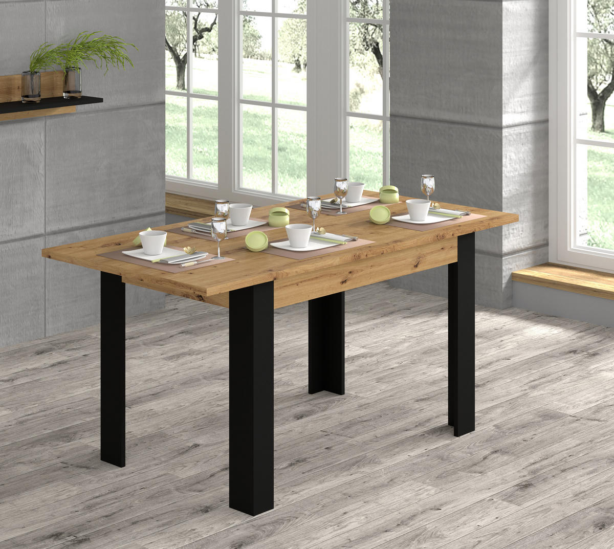 ESSTISCH Artisann 160/76/80 - Eiche Artisan, Holzwerkstoff (80/160/76cm) - RAUMHIRSCH FURNITURE