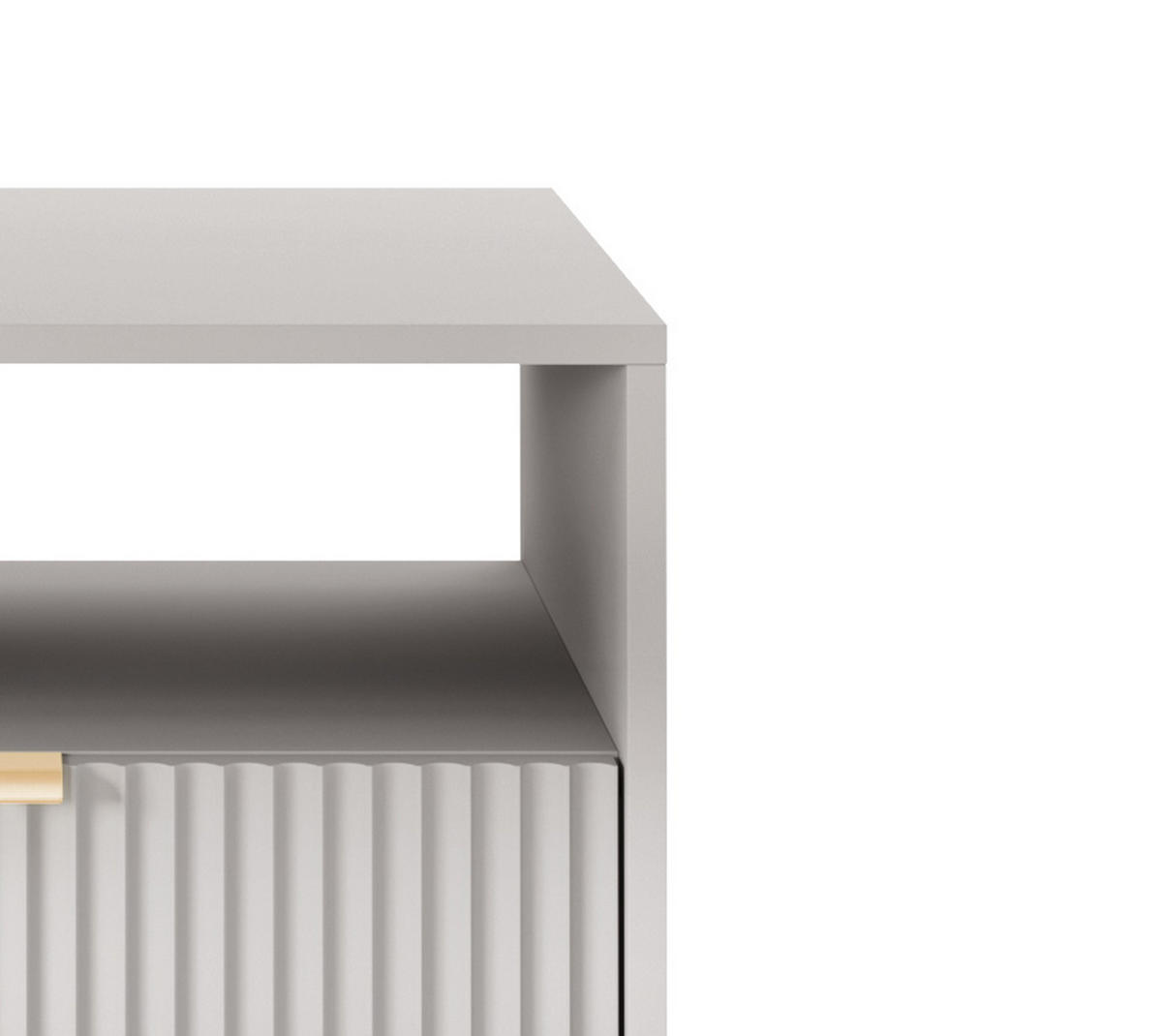 NACHTTISCH Nova - NOC, Geriffelte Front mit Goldenes Griffdesign 54x39x56 cm Grau - Graphitfarben/Schwarz, Holzwerkstoff/Kunststoff (54/56/39cm) - DomoHome