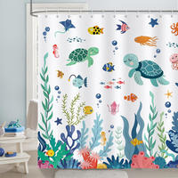 DUSCHVORHANG Ozean Tiere Polyester mit Haken Badezimmer - Blau, Textil (180/180cm) - MCBOSON
