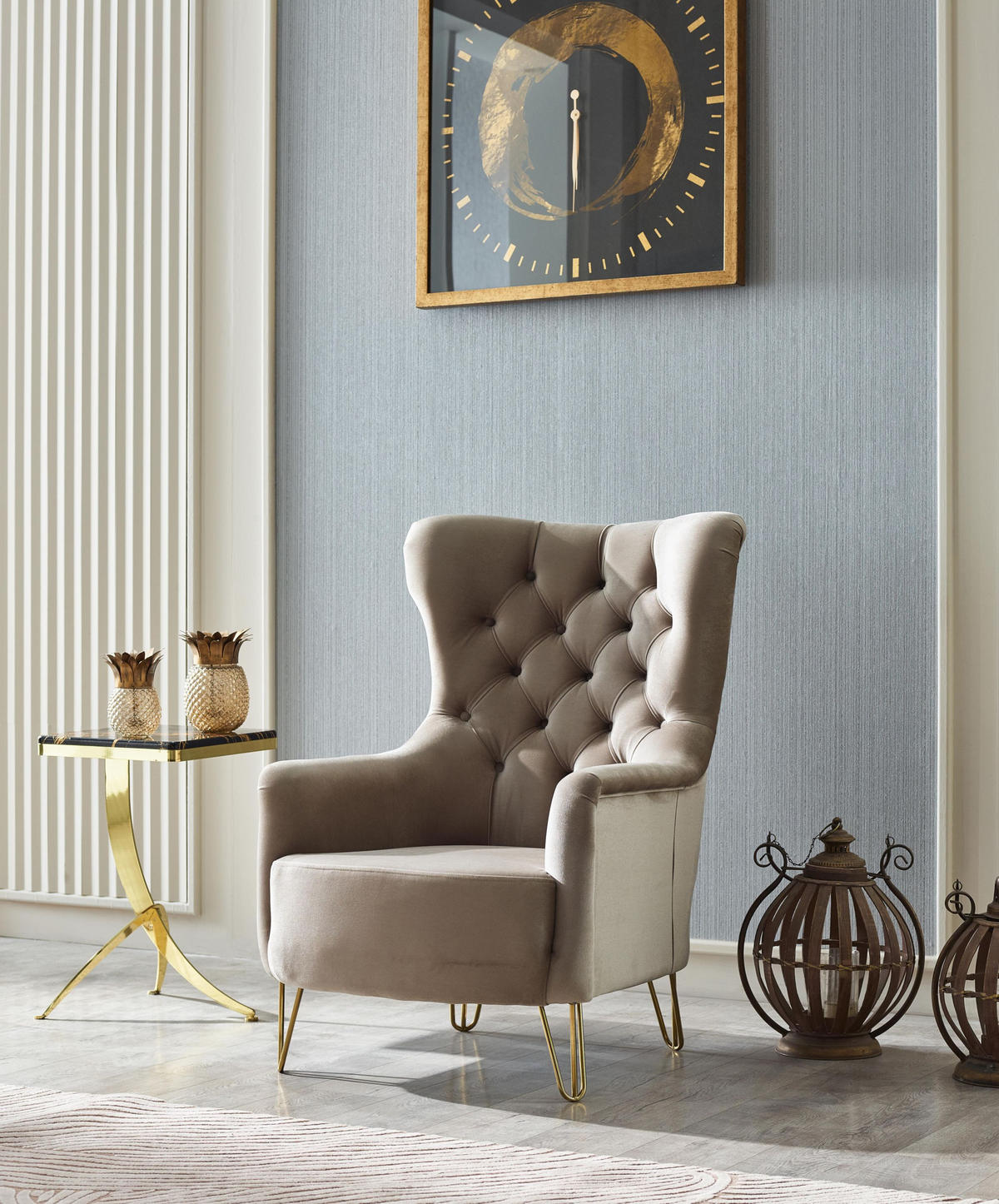 SITZGARNITUR Royce Beige Stellvariante:3+1+1 - Beige, Holz (230/88/90cm) - Villa Möbel