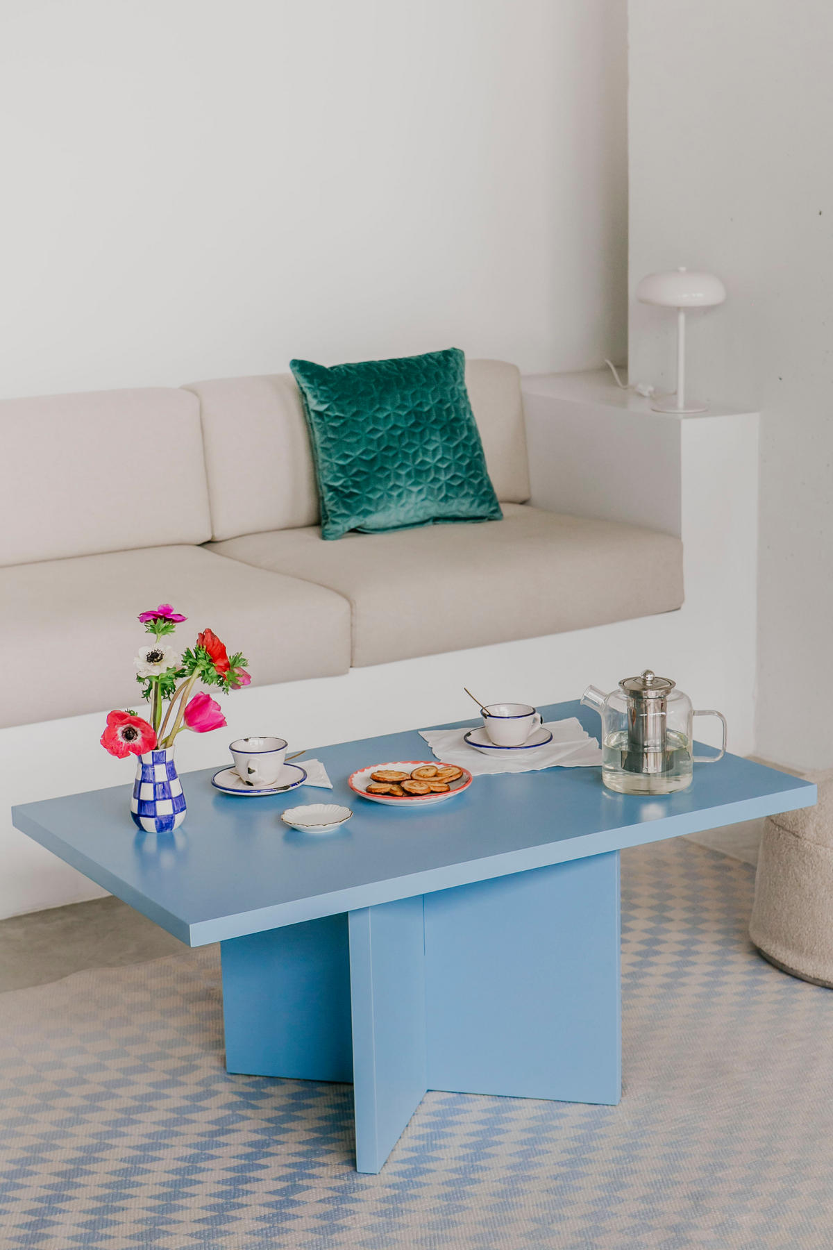 COUCHTISCH mit widerstandsfähiger MDF-Platte 3 cm Blau 100/60 cm - Hellblau, Holzwerkstoff (60/100/42cm) - RNT By Really Nice Things