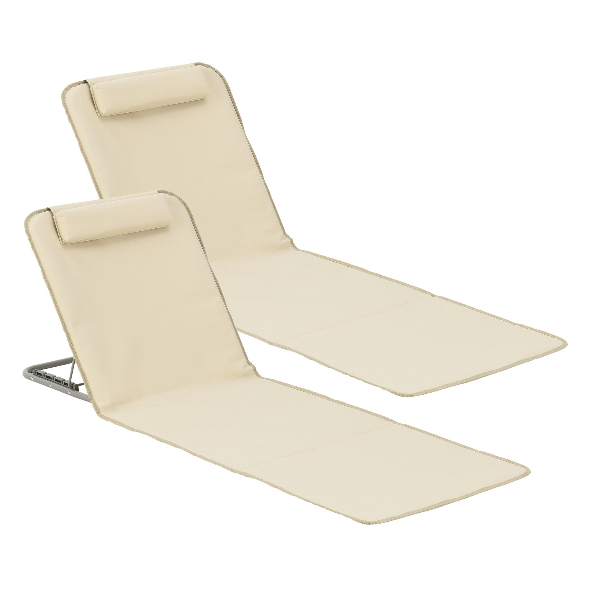 STRANDMATTEN-SET 2 TLG. Donostia - Beige, Textil/Metall (143/44/48cm) - [en.casa]