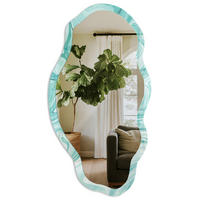 SPIEGEL 90x45 cm asymmetrisch mit Druck - Türkisfarbener Marmor - Transparent, Glas (45/90/0.4cm) - TULUP