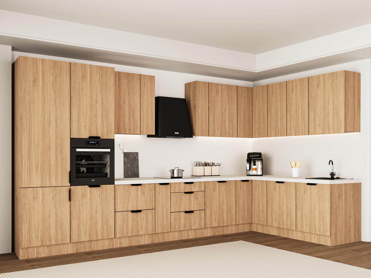 WINKELKÜCHE 405cm x 205 cm - Sorento KS5-M405 - in Sonoma Eiche - Eichefarben/Beige, Holz (610/247/58cm)