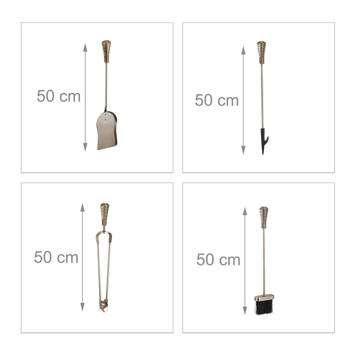 5-TLG.KAMINBESTECK-SET - Goldfarben, Kunststoff/Metall (22/64/20cm) - Relaxdays