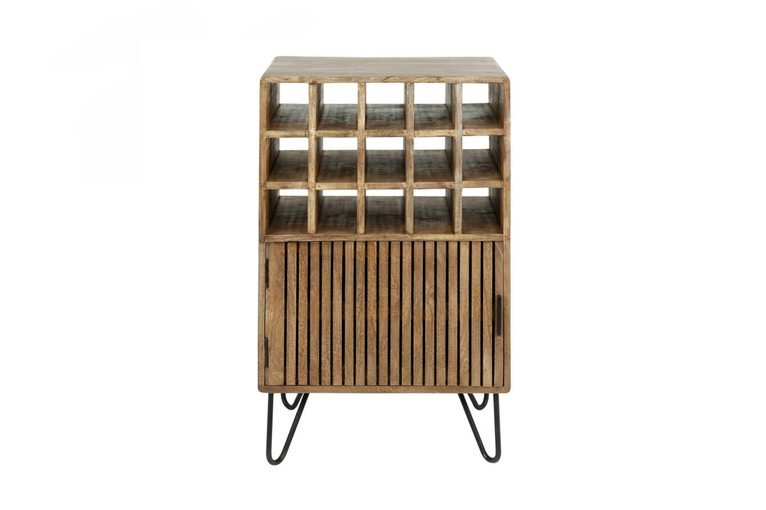 WEINSCHRANK HORTA Braun Holz - Schwarz/Braun, Holz/Metall (56/90/35cm) - KAWOLA