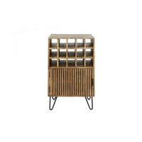 WEINSCHRANK HORTA Braun Holz - Schwarz/Braun, Holz/Metall (56/90/35cm) - KAWOLA