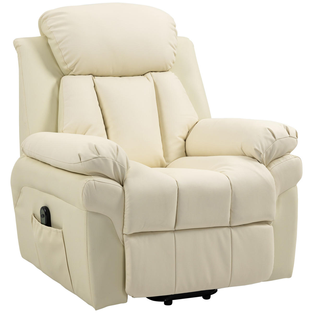 RELAXSESSEL DE-15412 elektrisch verstellbar mit Aufstehhilfe Creme - Creme, Leder (93/105/96cm) - ComfortXL