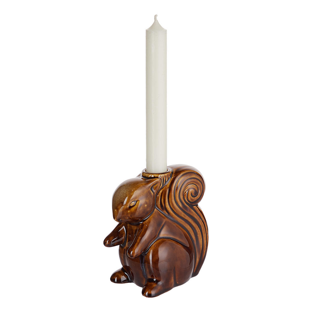 KERZENHALTER Squirrel - Braun, Keramik (7/12/11cm) - Butlers