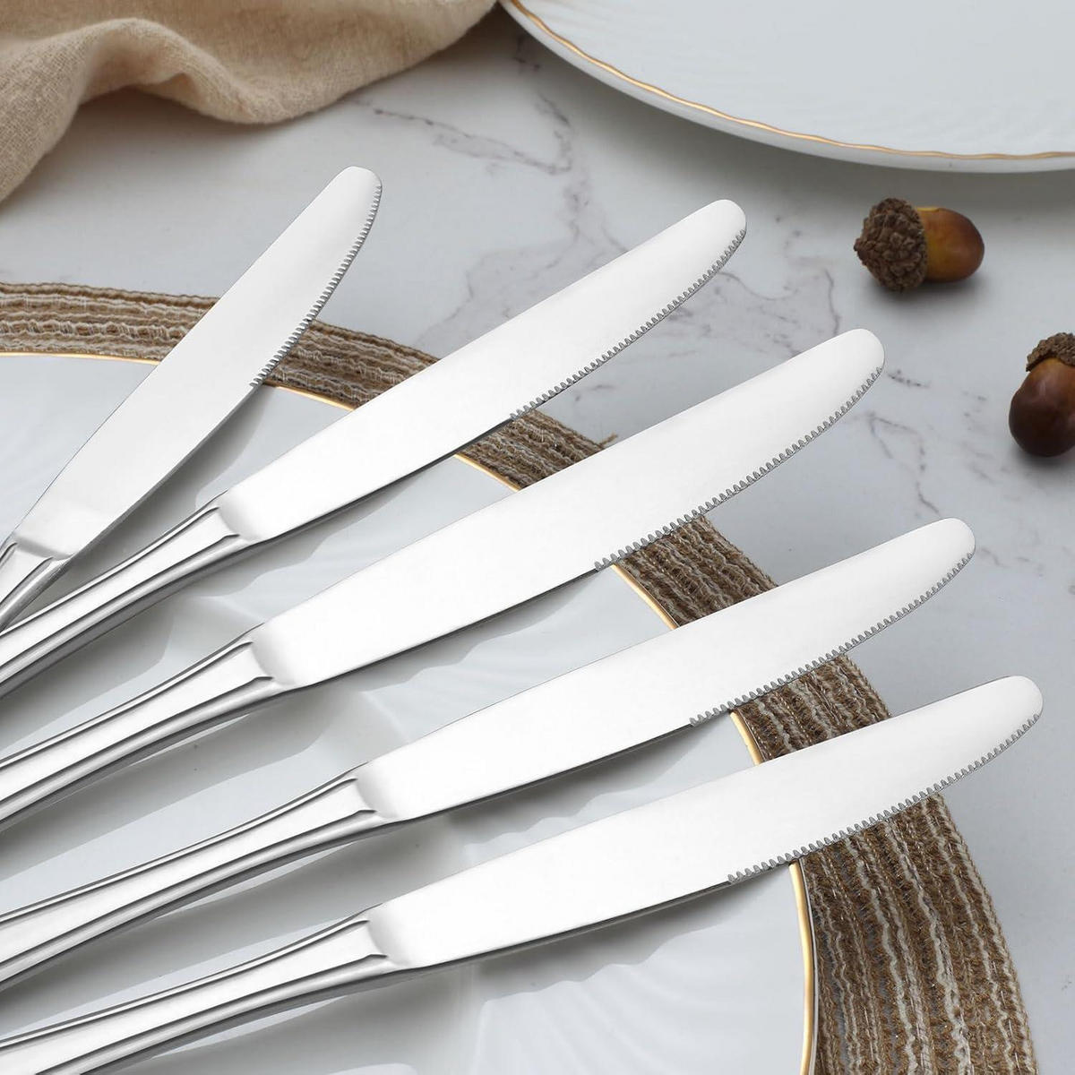 TAFELMESSER 16-teiliges Set Edelstahl 23 cm - Silberfarben, Metall