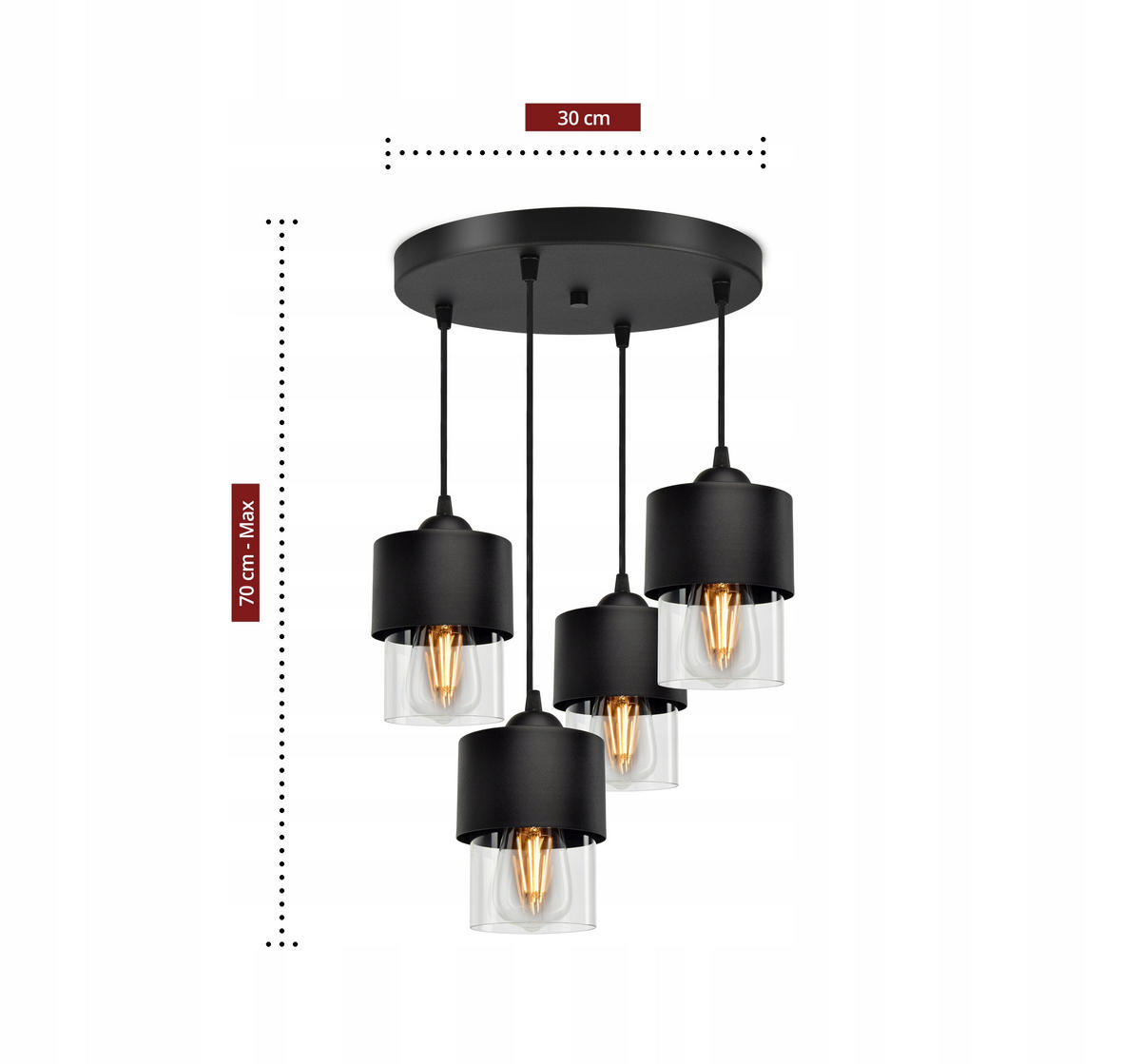 PENDELLEUCHTE Hege - Transparent/Schwarz, Glas/Metall (35/35/70cm) - kiki design