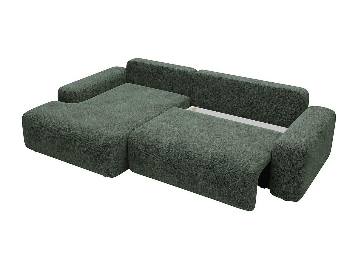 ECKSOFA mit Schlaffunktion - Ecke links - Strukturstoff - Grün - DAVISO - Grün, Textil (264/162cm) - Vente-Unique