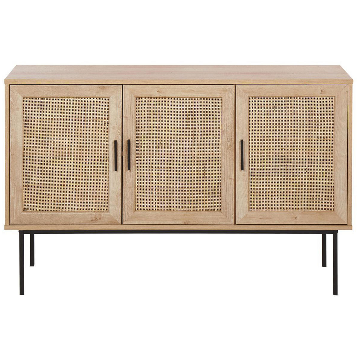 SIDEBOARD Heller Holzfarbton Pasco - Hellbraun/Schwarz, Holzwerkstoff (120/76/40cm) - Beliani