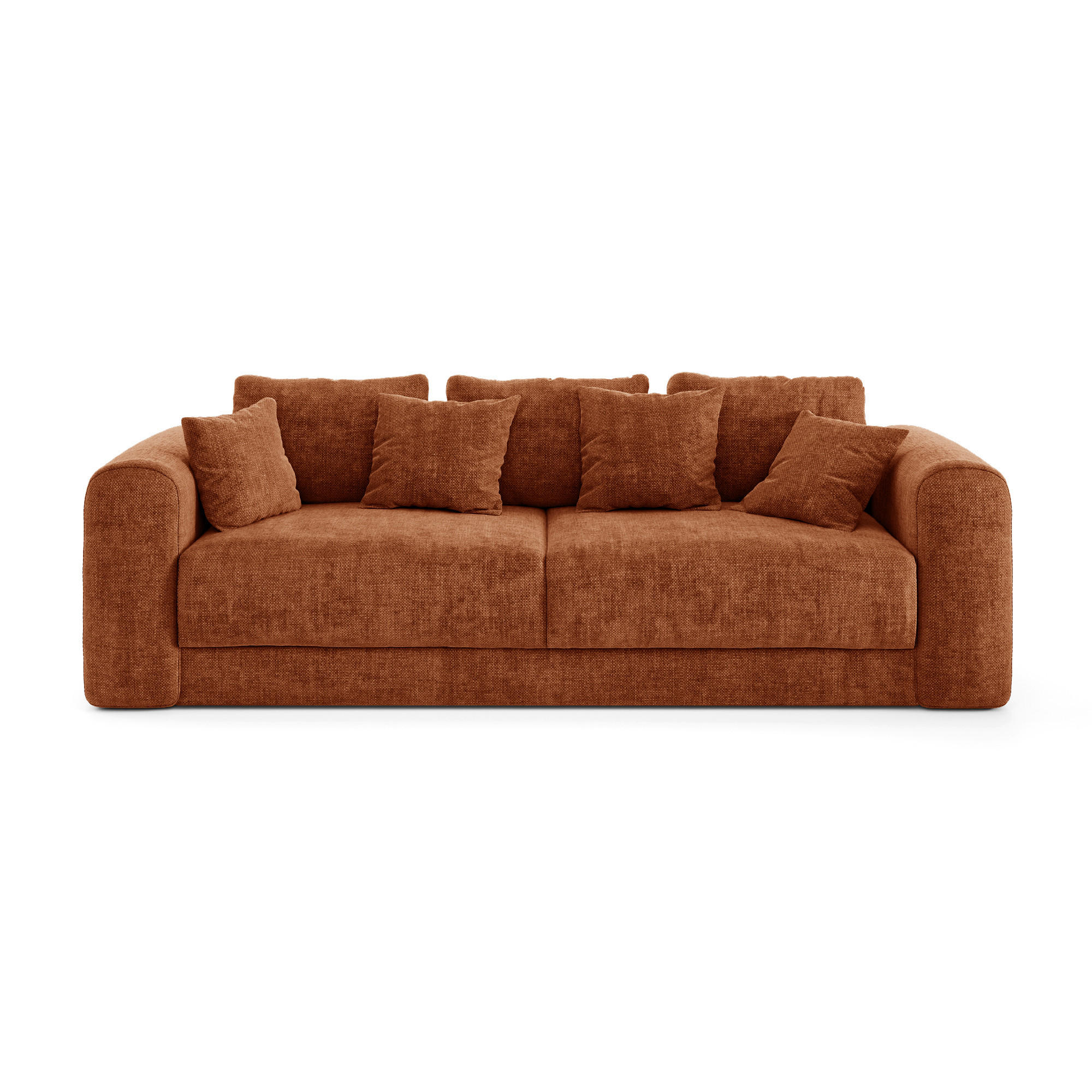 SCHLAFSOFA mit Stauraum in Nussbaum RIO Köpergewebe Terrakotta 250cm - Dunkelorange/Terracotta, Textil (250/90/95cm) - Sia Home