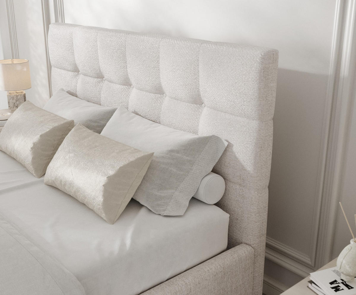 POLSTERBETT Cora 120/200 cm Hellbeige im Neve Stoff - Sandfarben/Naturfarben, Holz/Holzwerkstoff (120/200cm) - AltaBeds