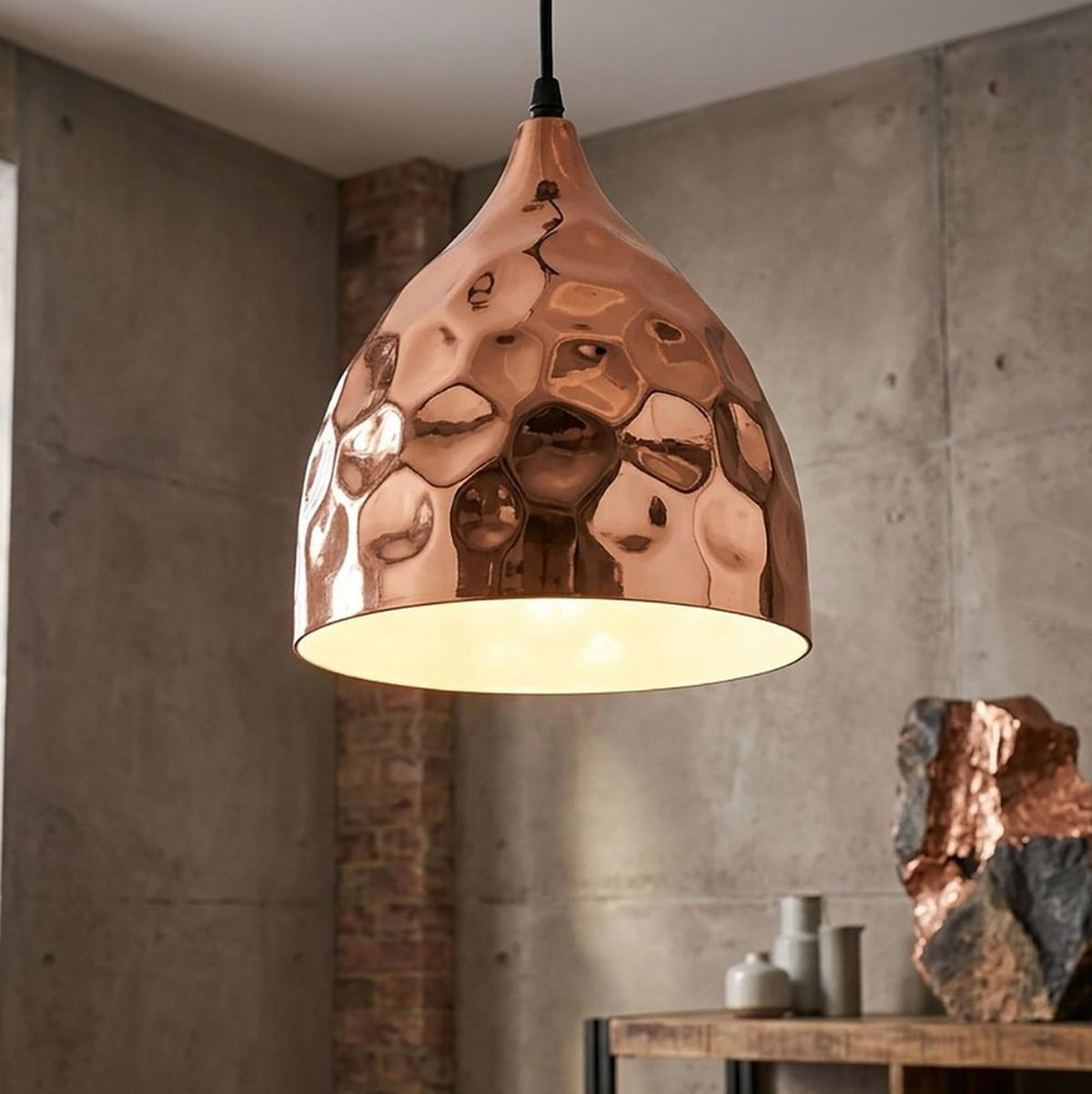 HÄNGELEUCHTE Metall Beige Hammerschlag - Beige, Metall (17/100/22.5cm)
