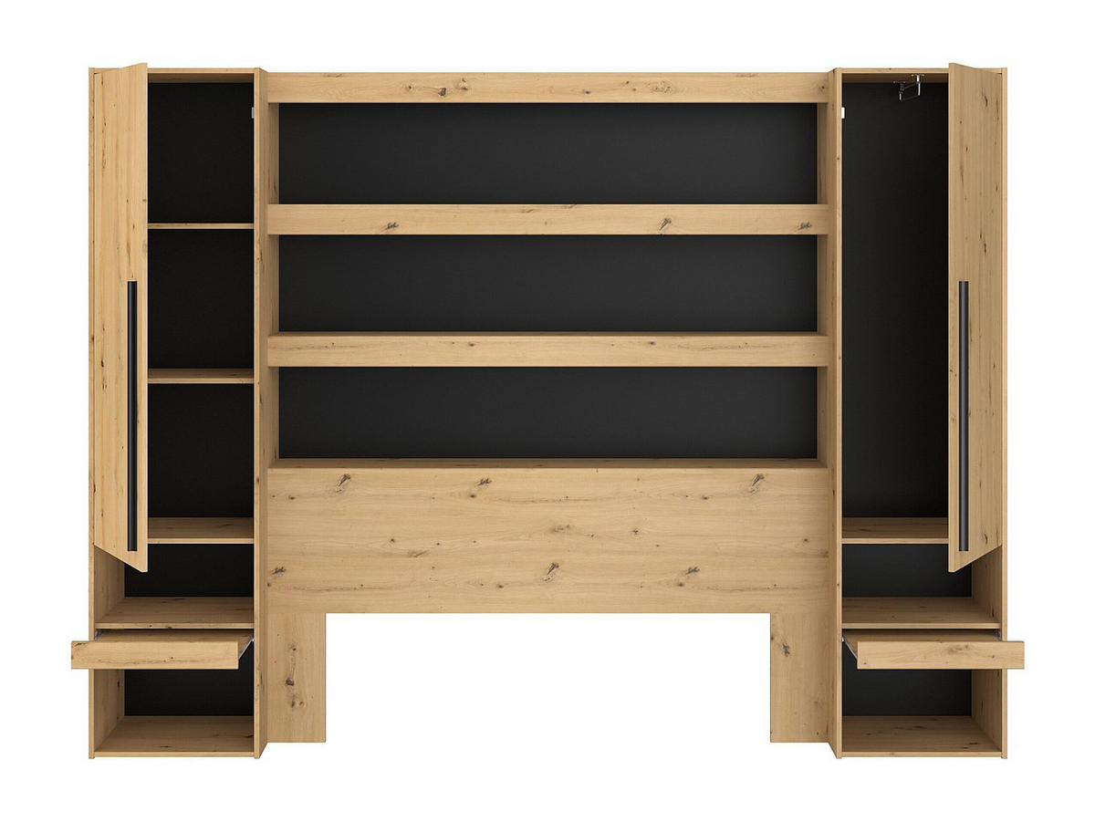 BETT mit Bettkasten - 2 Personen - Holz, Platte - Schwarz, Naturfarben Hell - Schwarz/Naturfarben, Holz (140/190cm) - Vente-Unique