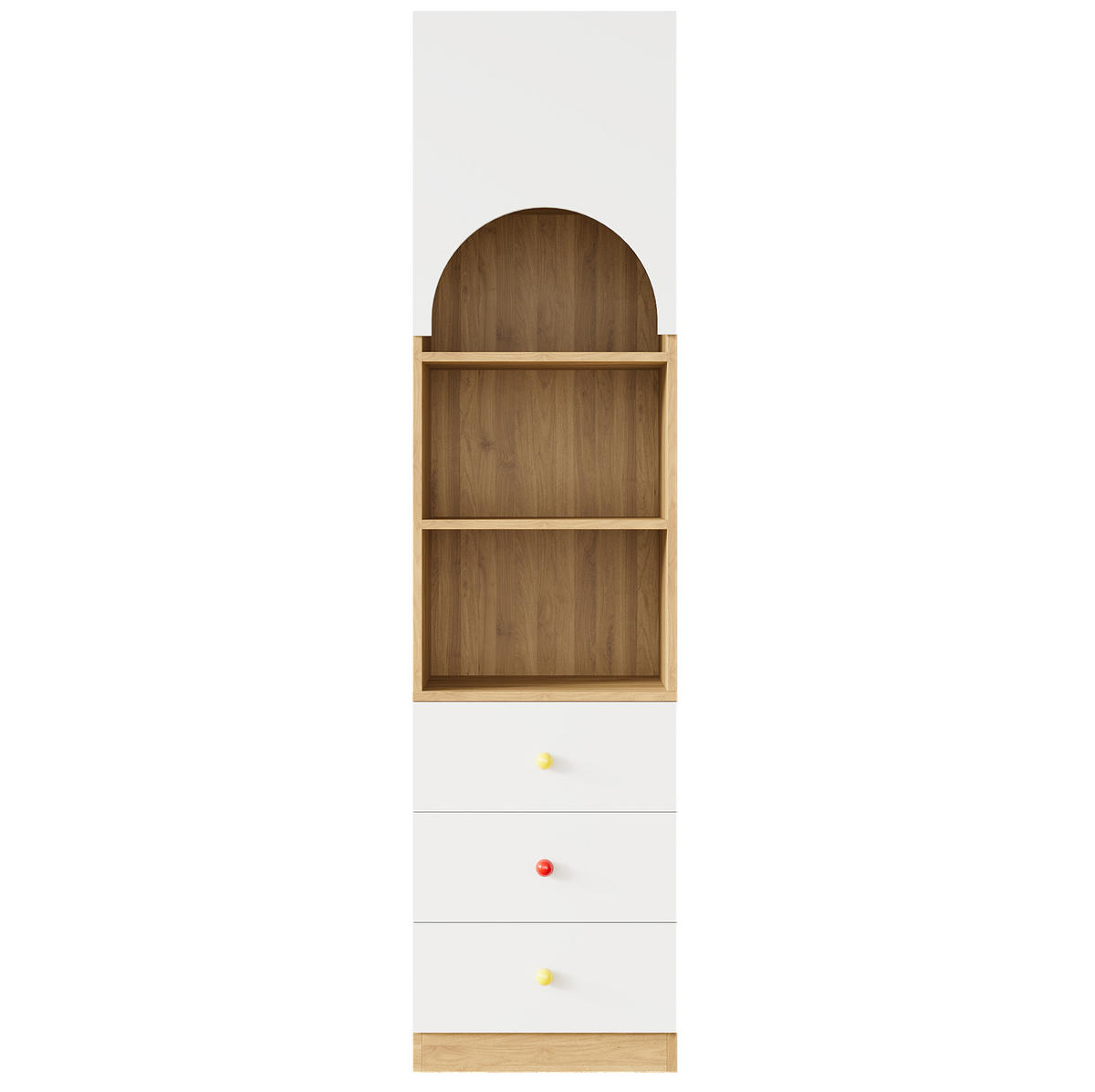 KLEIDERSCHRANK-SET aus MDF 80x45x200 cm und 50x50x200 cm Weiß/Natur mit Schubladen, Regal und Anti-Kipp-Schutz - Weiß, Holzwerkstoff (130/200/50cm) - Modfu