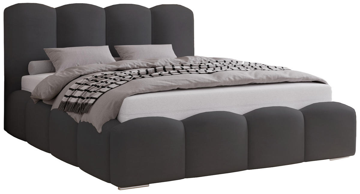 POLSTERBETT 200x200 cm Zenna mit Lattenrost, Bettkasten, Dunkelgrau - Dunkelgrau, Holz/Textil (200/200cm) - Emporius