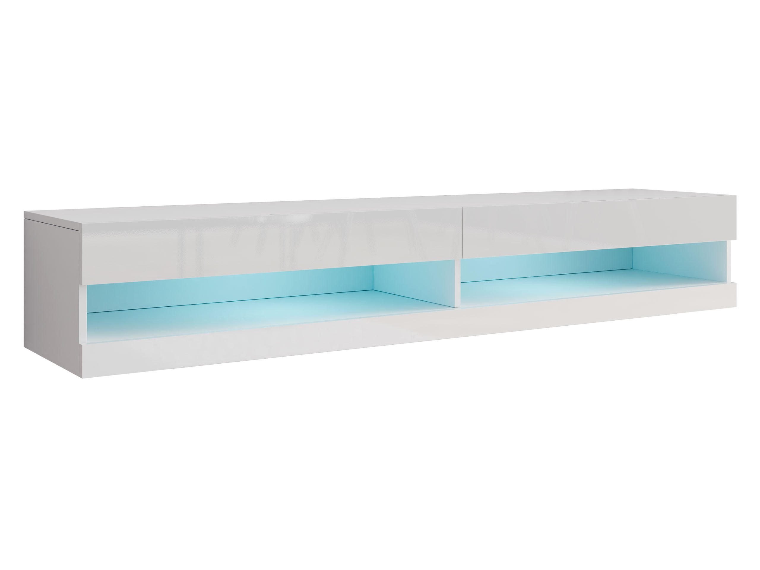 Mirjan24 Tv-Lowboard Weiß, Weiß Hochglanz 180x30x40 cm